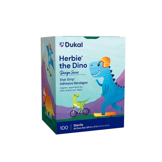 American® White Cross Stat Strip® Kid Design Herbie the Dinosaur Adhesive Strip