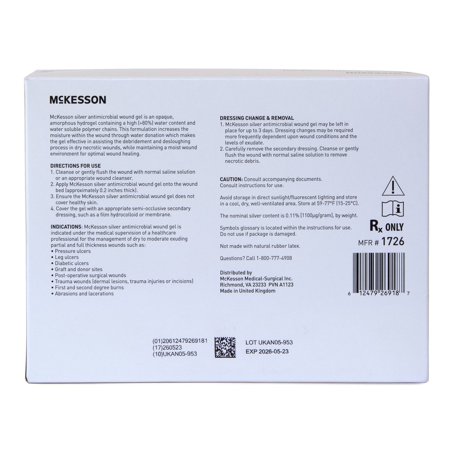 McKesson Silver Wound Gel, 1.5 oz.