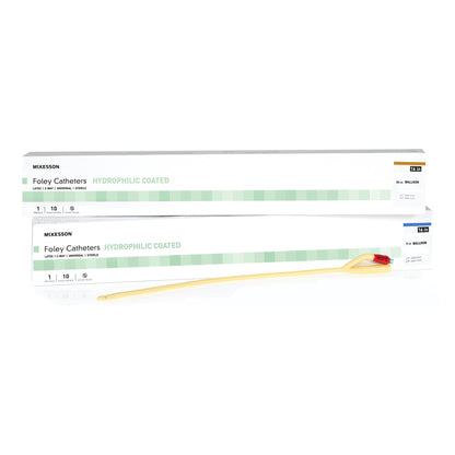 McKesson Hydrophilic-Coated Latex Foley Catheter, Coudé Tip
