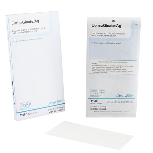 DermaGinate/ Ag™ Silver Alginate Dressing, 4 x 8 Inch