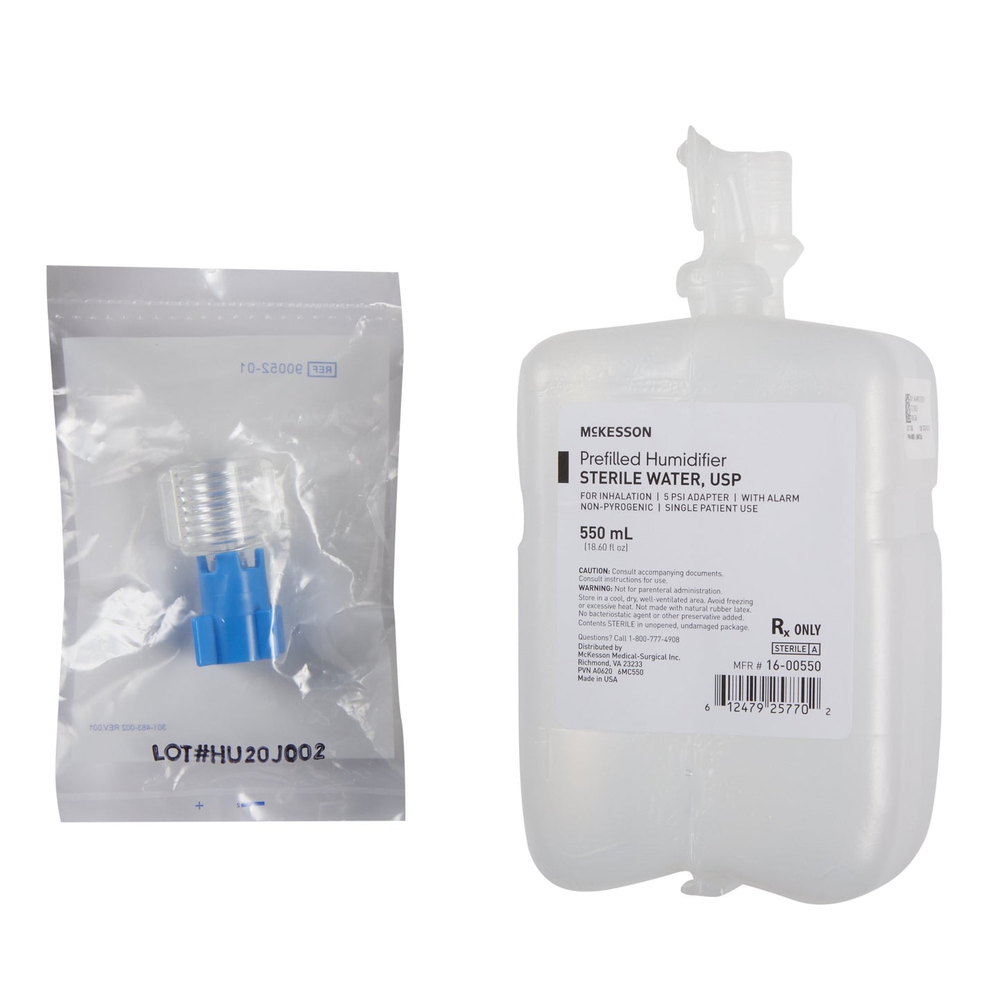 McKesson Humidifier Bottle with Adapter Prefilled 550mL For Inhalation 16-00550