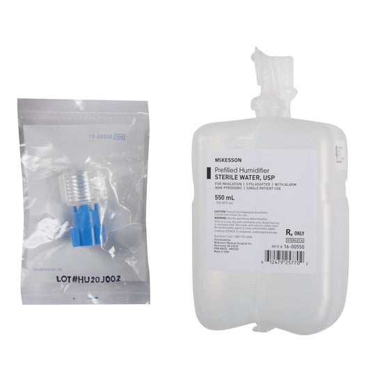 McKesson Humidifier Bottle with Adapter Prefilled 550mL For Inhalation 16-00550