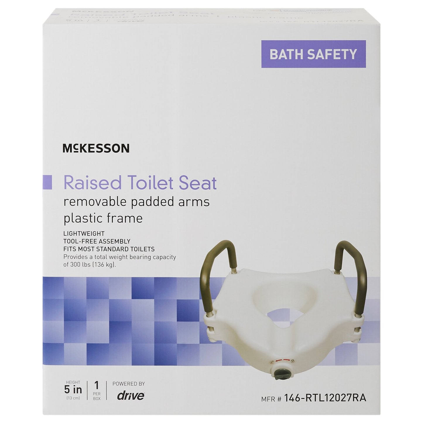 McKesson Raised Toilet Seat, 5-Inch Height