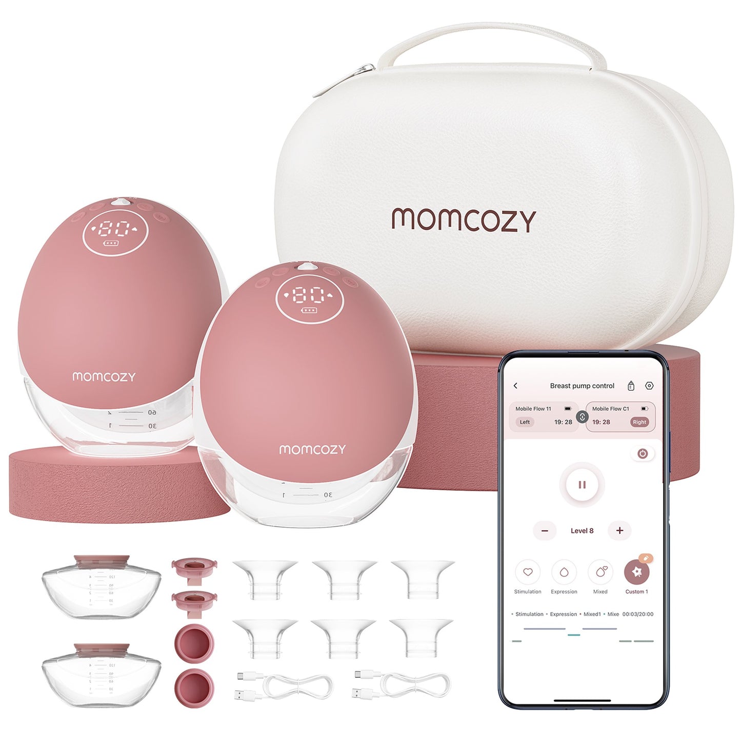Flow™ Hands Free Double Electric Breast Pump Momcozy Mobile
