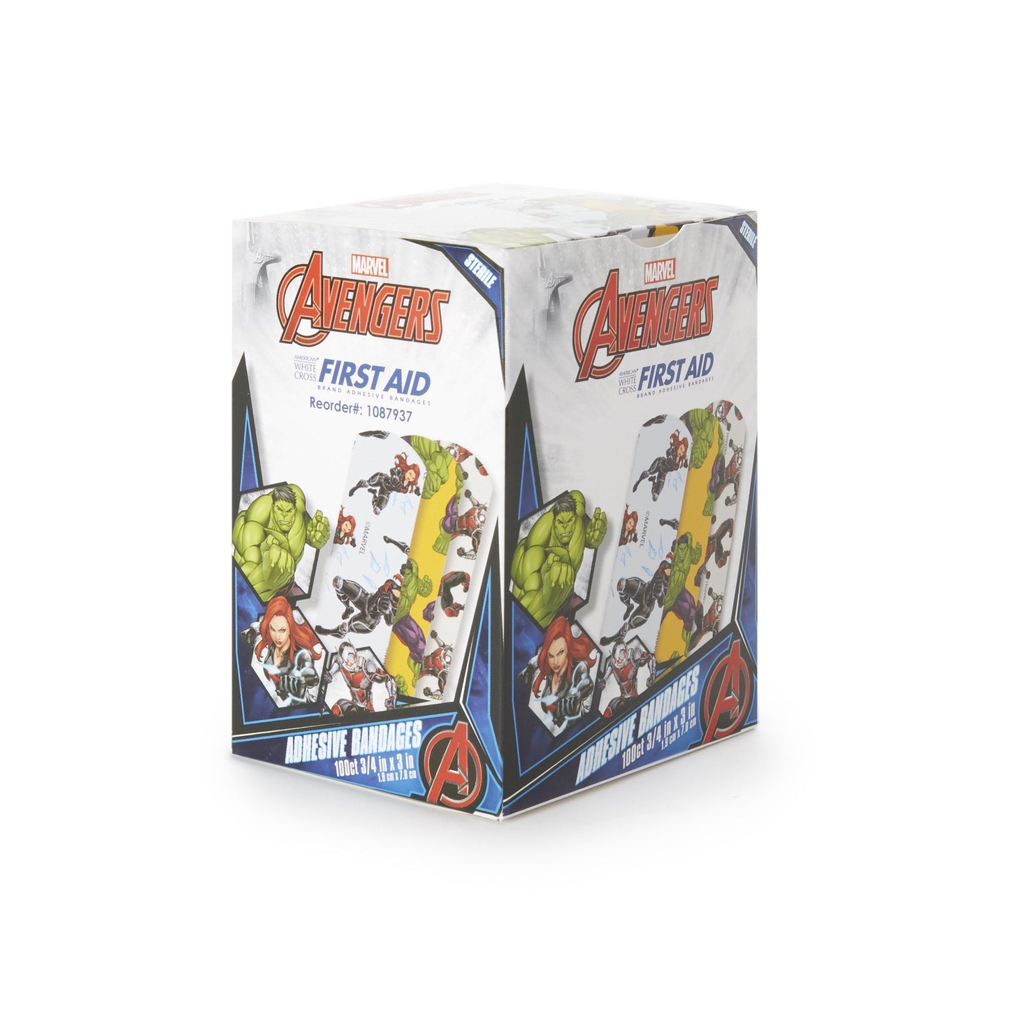 American® White Cross Stat Strip® Avengers Adhesive Strip, 3/4 x 3 Inch