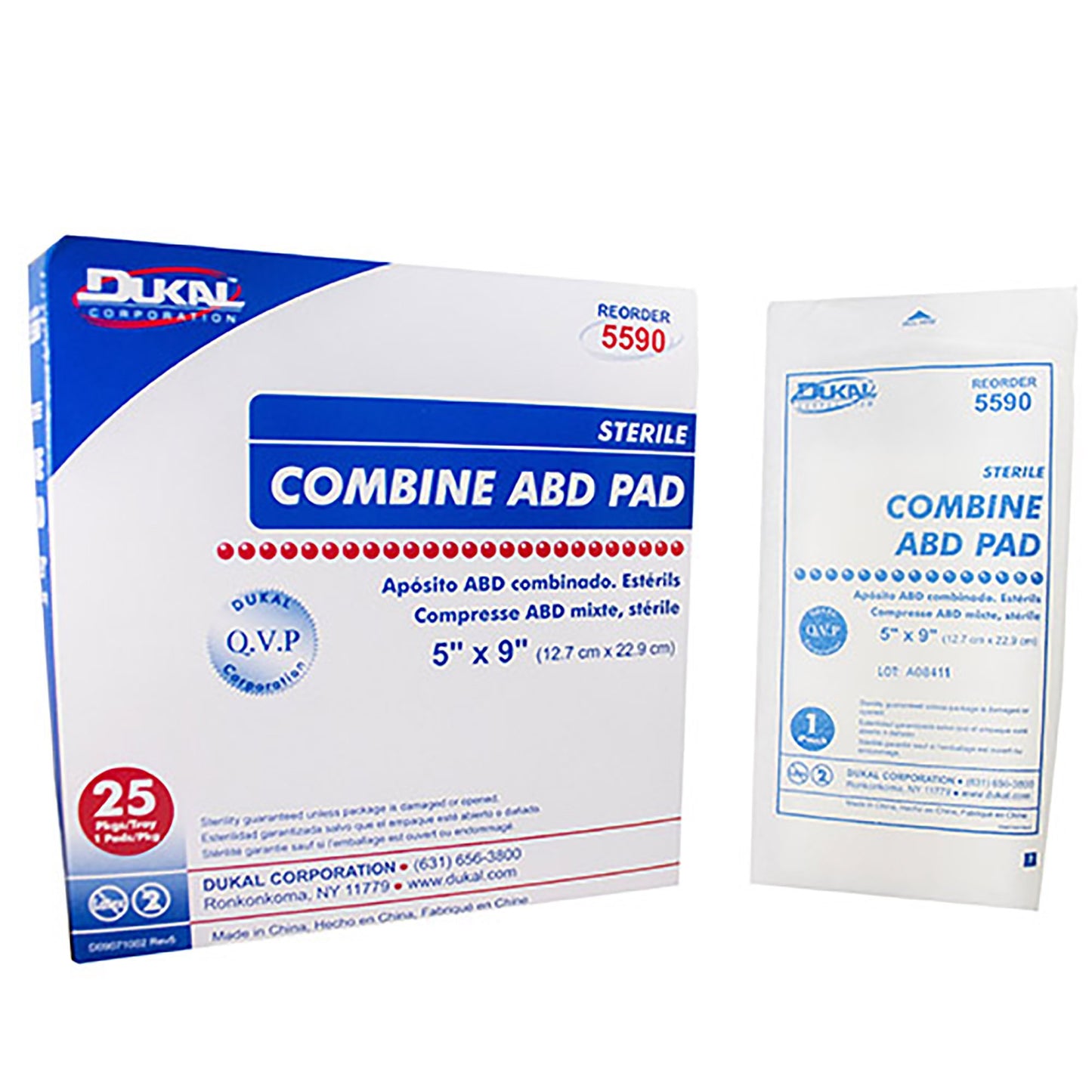 Dukal™ Abdominal Pad, 5 x 9 Inch