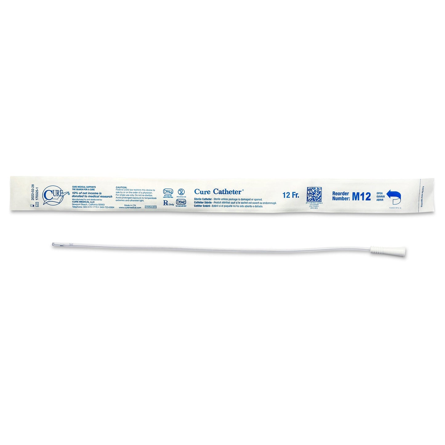 Cure Catheter™ Male Intermittent Catheter, Uncoated PVC
