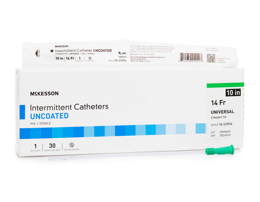 McKesson Uncoated PVC Urethral Catheter, Straight Tip