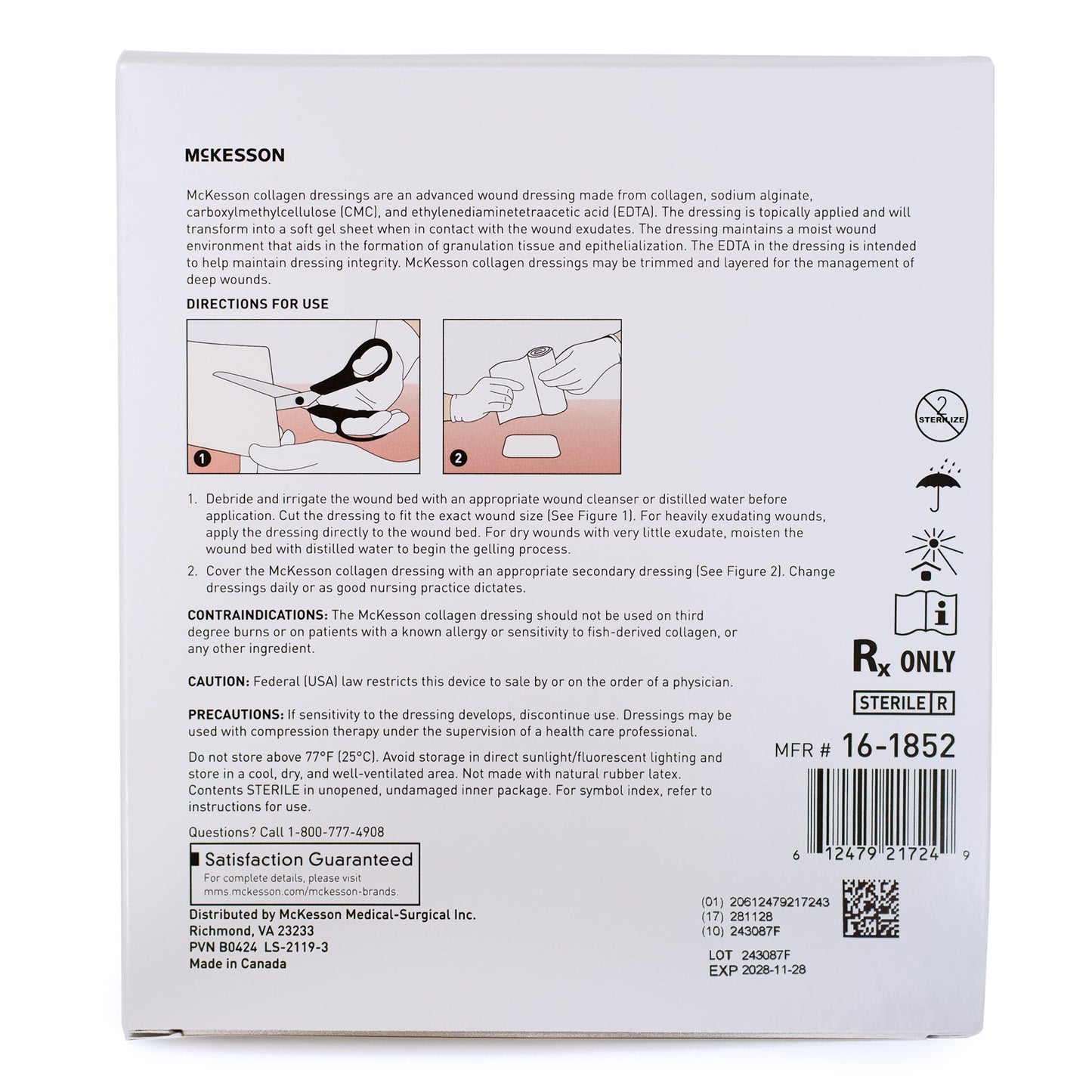 McKesson Collagen Dressing, 4 x 4 Inch