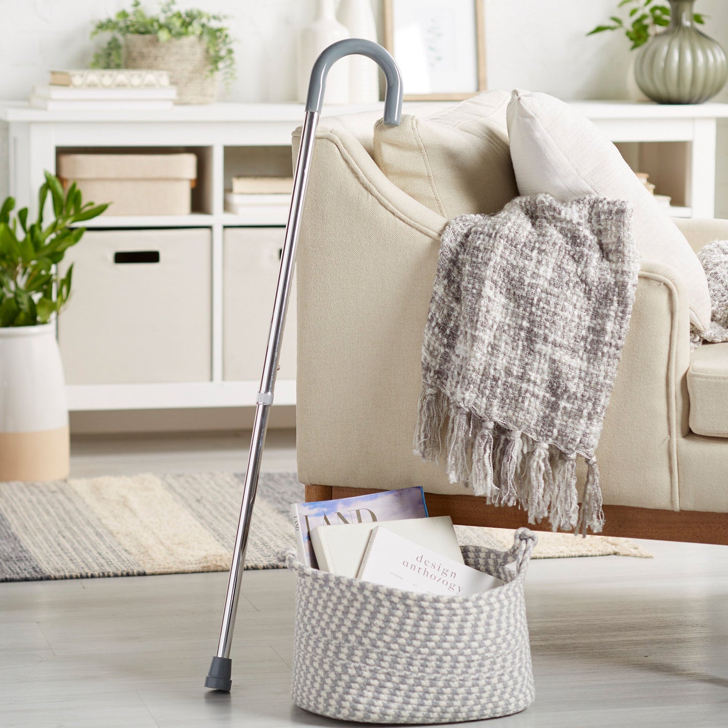 McKesson Round Handle Walking Cane, Aluminum