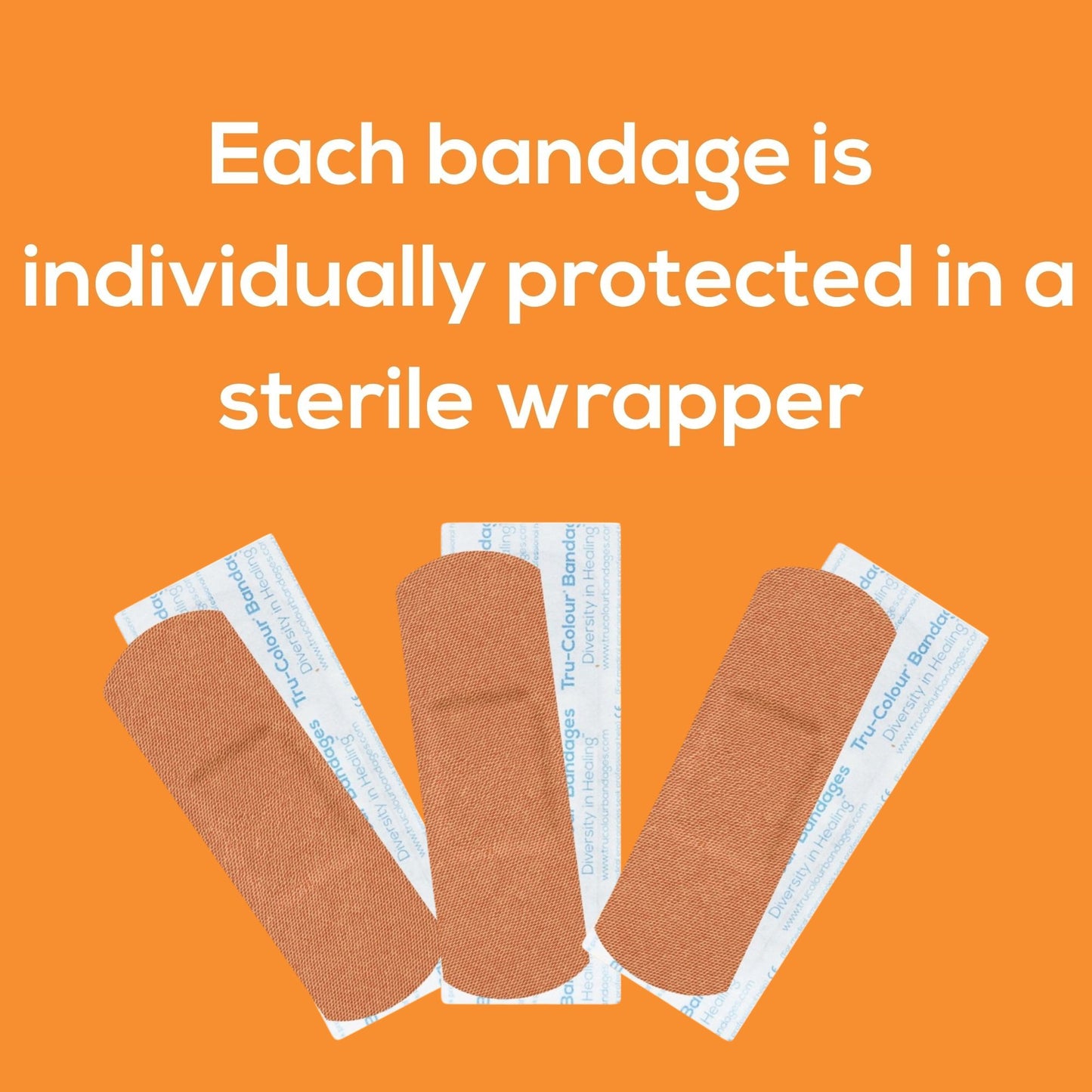 Tru-Colour Skin Tone Shade Fabric Bandage Adhesive Strips – 1 x 3 Inch, Up to 4 Inch Length