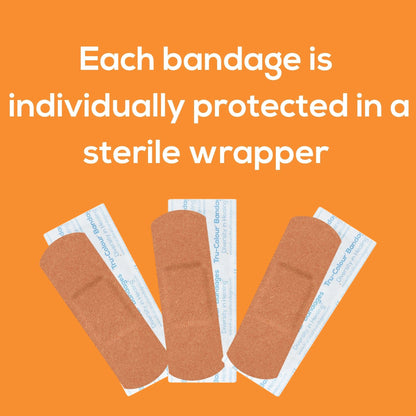 Tru-Colour Skin Tone Shade Fabric Bandage Adhesive Strips – 1 x 3 Inch, Up to 4 Inch Length