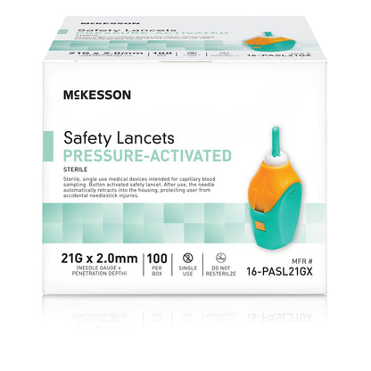 McKesson Pressure Activated Safety Lancets, 21 Gauge