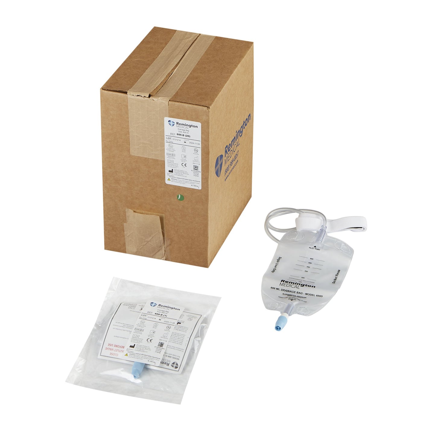 Remington Medical Drain Bag, 24-Inch Tubing