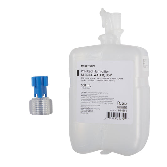 McKesson Humidifier Bottle with Adapter Prefilled 550mL For Inhalation 16-00550