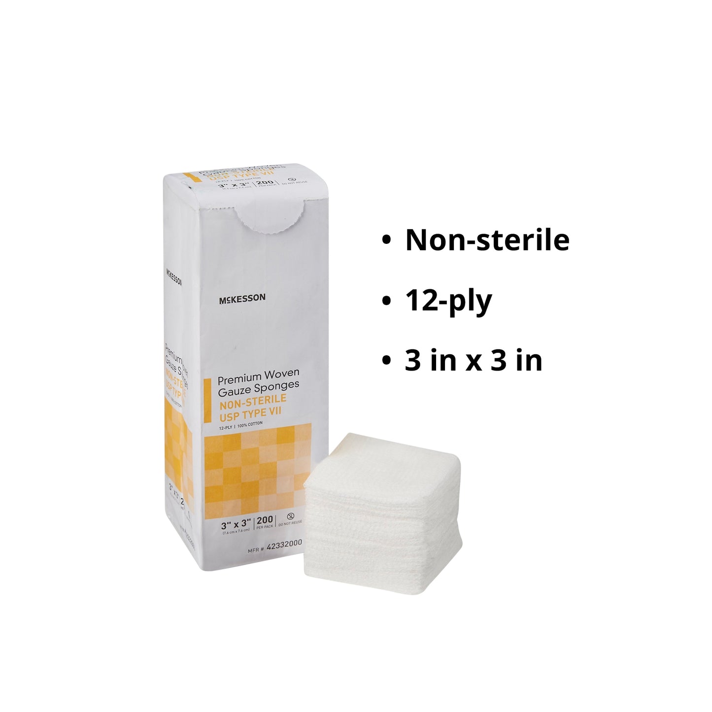 McKesson USP Type VII Gauze Sponge, 3 x 3 Inch