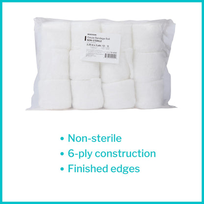 McKesson Fluff Bandage Roll, 2.5 Inch x 3 Yard, Gauze