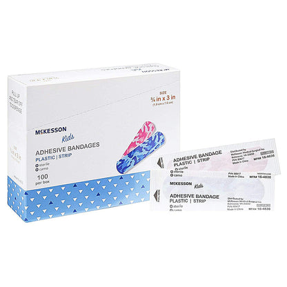 McKesson Kids™ Kid Design (Blue / Pink Camo) Adhesive Strip, 3/4 x 3 Inch