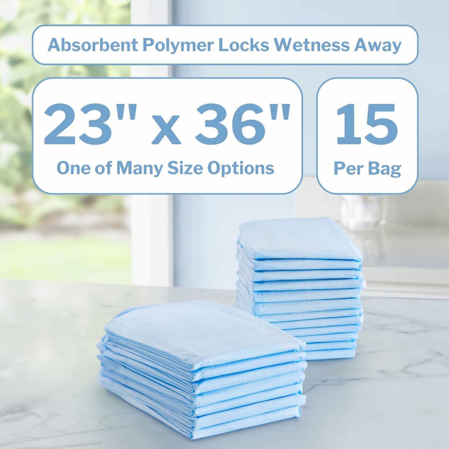 McKesson Classic Plus Fluff Light Absorbency Underpads, 23 x 36 Inch