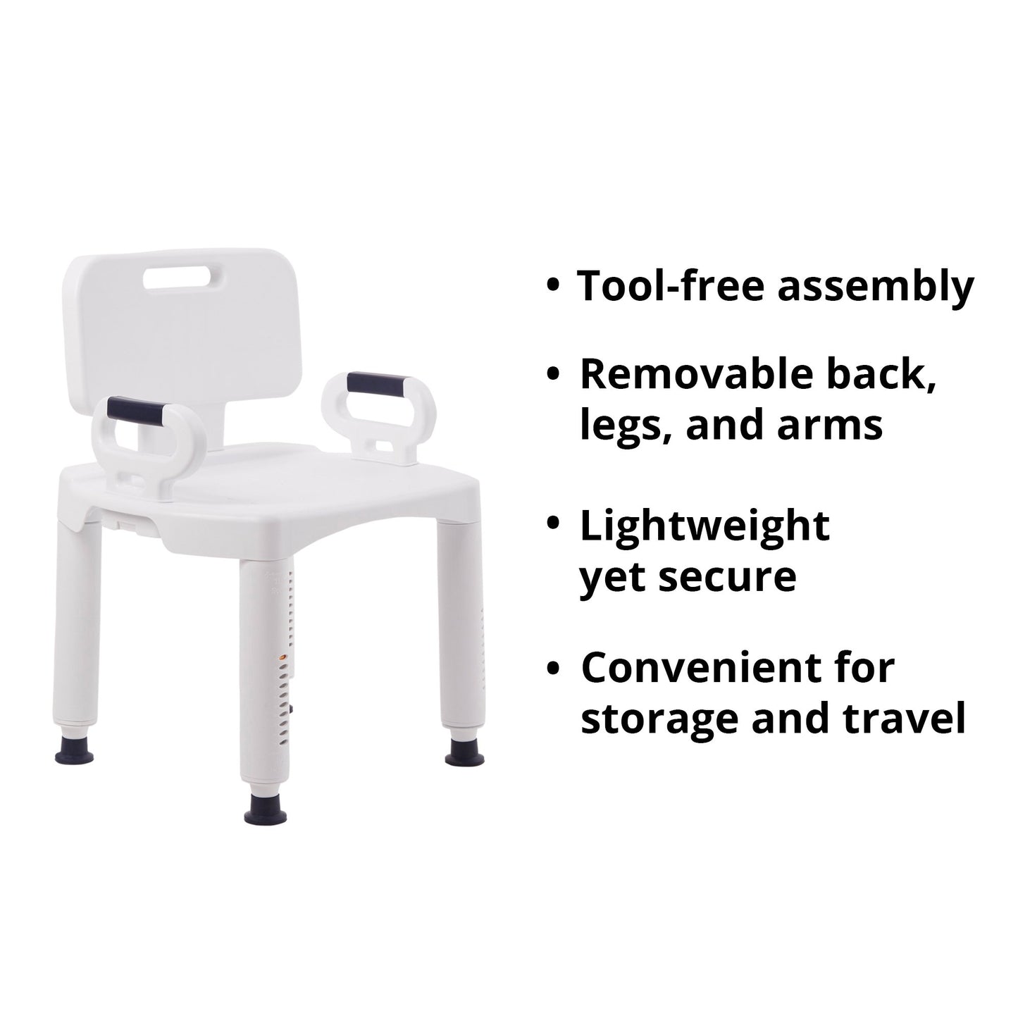 McKesson Bath Bench with Removable Arm Rail and Back, 21.25 Inch Width