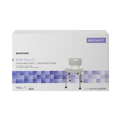 McKesson Aluminum Bath Bench, 15.5 – 19.5 Inch Height