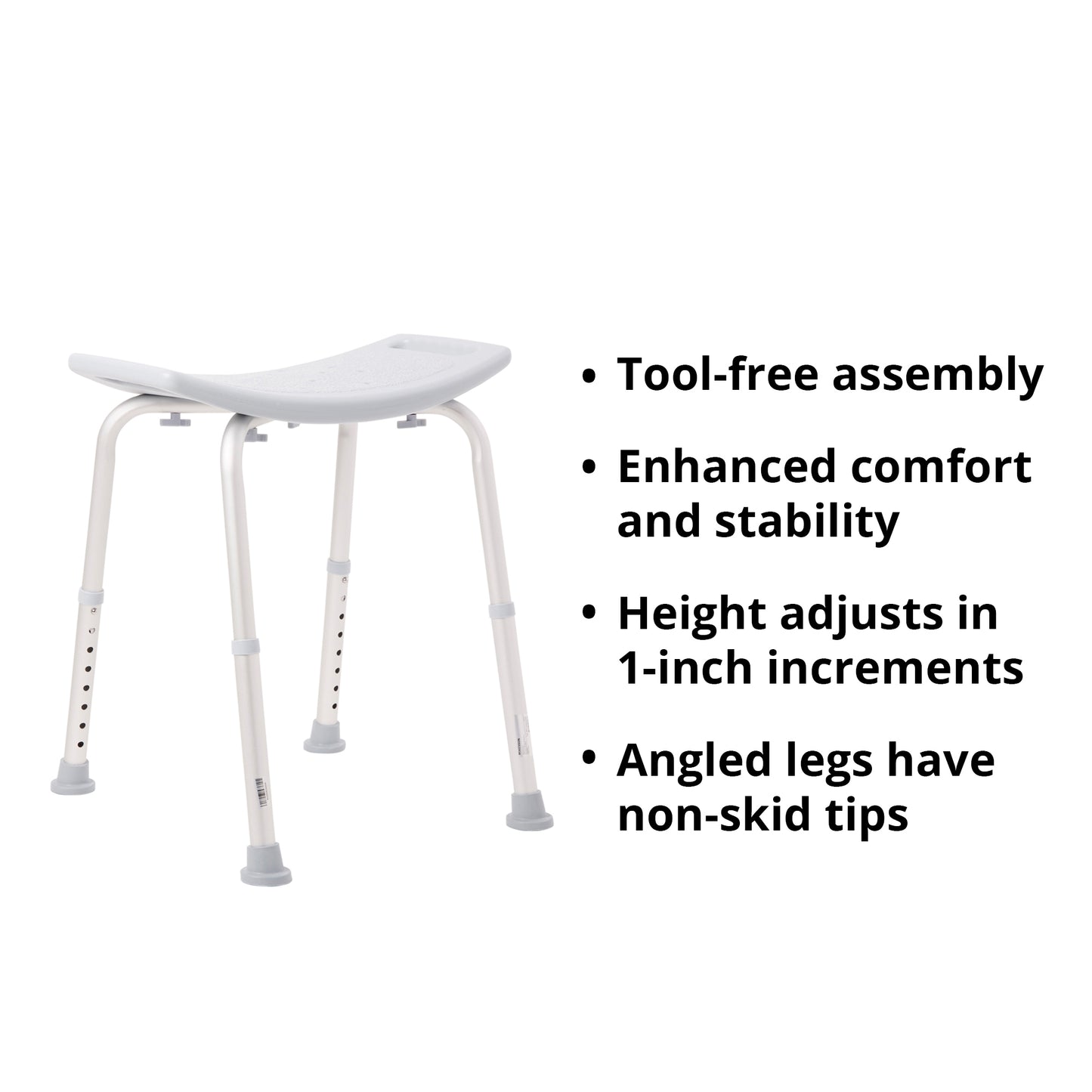 McKesson Aluminum Bath Bench Without Backrest, 15.5 – 19.5 Inch