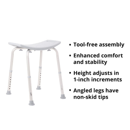 McKesson Aluminum Bath Bench Without Backrest, 15.5 – 19.5 Inch