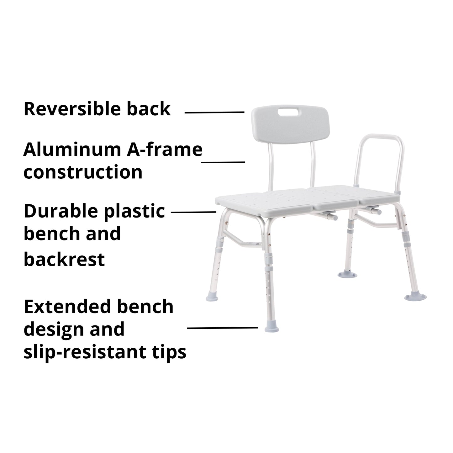 McKesson Aluminum Transfer Bench with Reversible Back