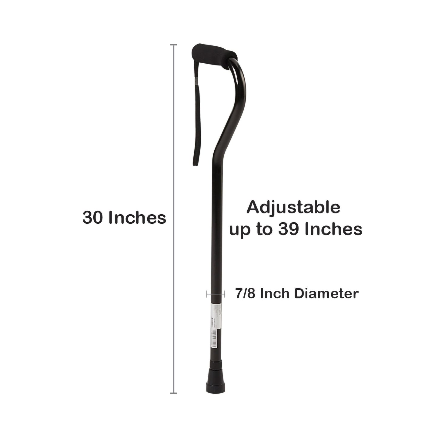 McKesson Aluminum Offset Cane, 30 – 39 Inch Height