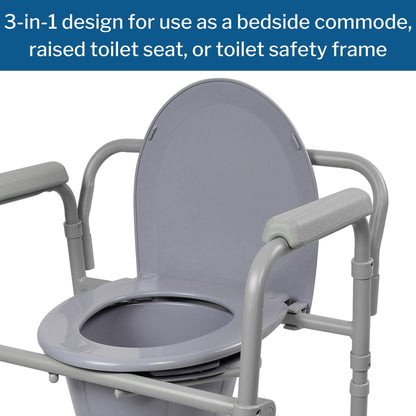 McKesson Folding Fixed Arm Steel Commode Chair