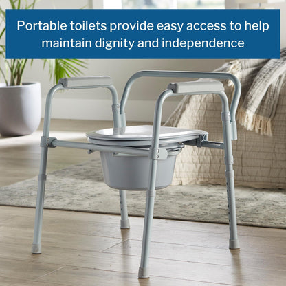 McKesson Folding Fixed Arm Steel Commode Chair
