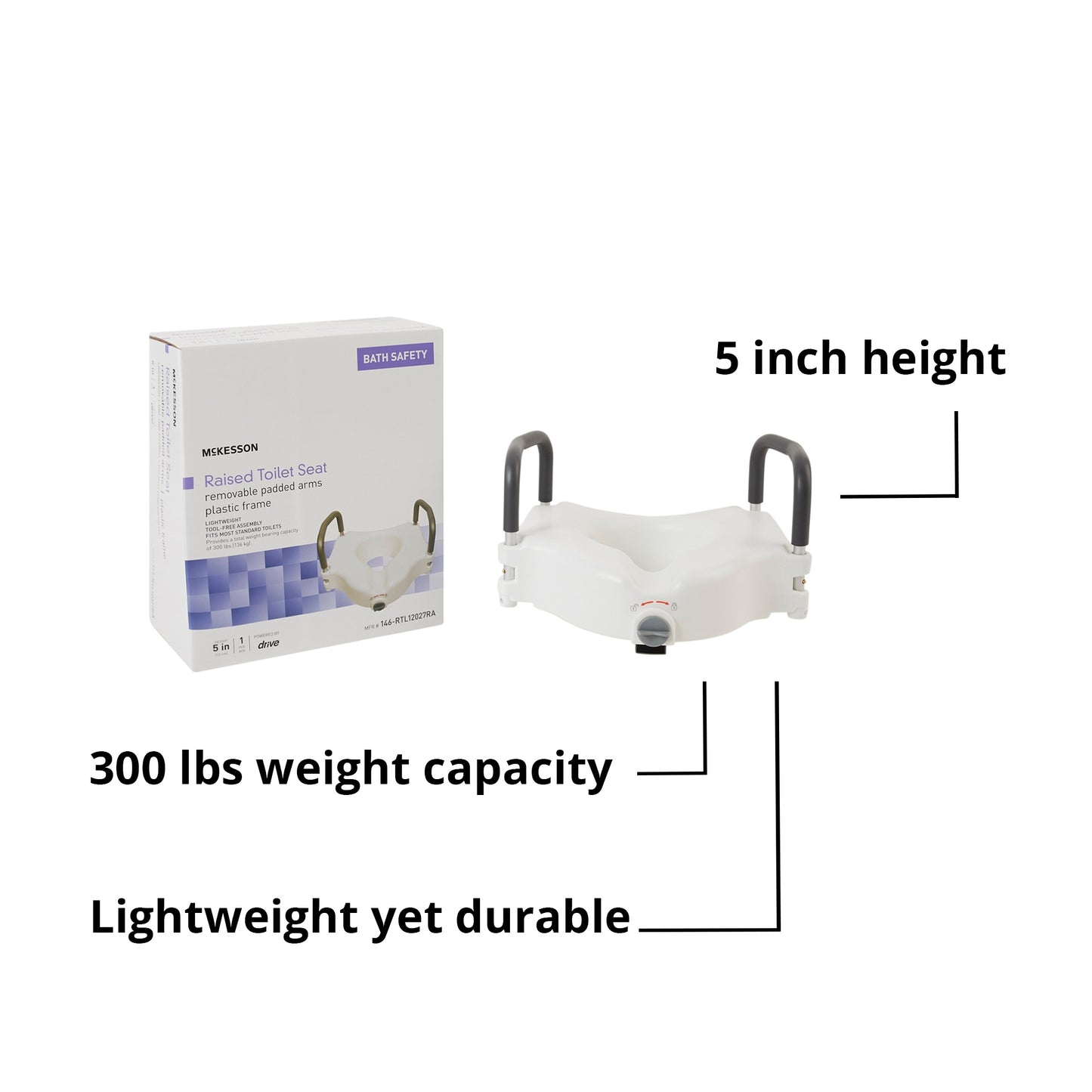 McKesson Raised Toilet Seat, 5-Inch Height