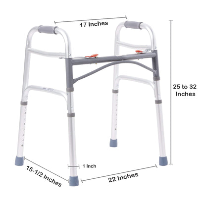 McKesson Junior Aluminum Folding Walker, 25 – 32 Inch Height
