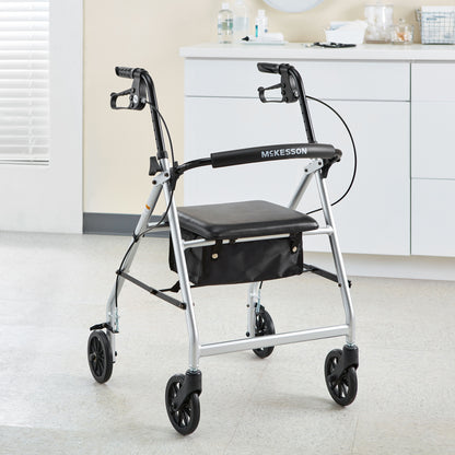 McKesson Folding Aluminum Four-Wheel Rollator, Silver