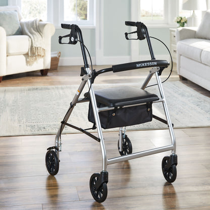McKesson Folding Aluminum Four-Wheel Rollator, Silver