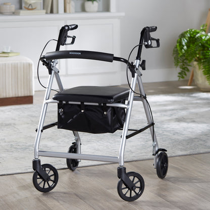 McKesson Folding Aluminum Four-Wheel Rollator, Silver