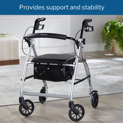 McKesson Folding Aluminum Four-Wheel Rollator, Silver