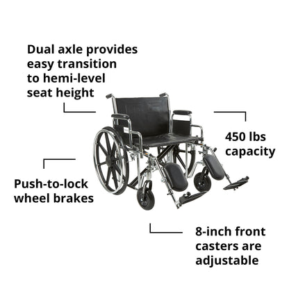 McKesson Bariatric Wheelchair, 24-Inch Seat Width