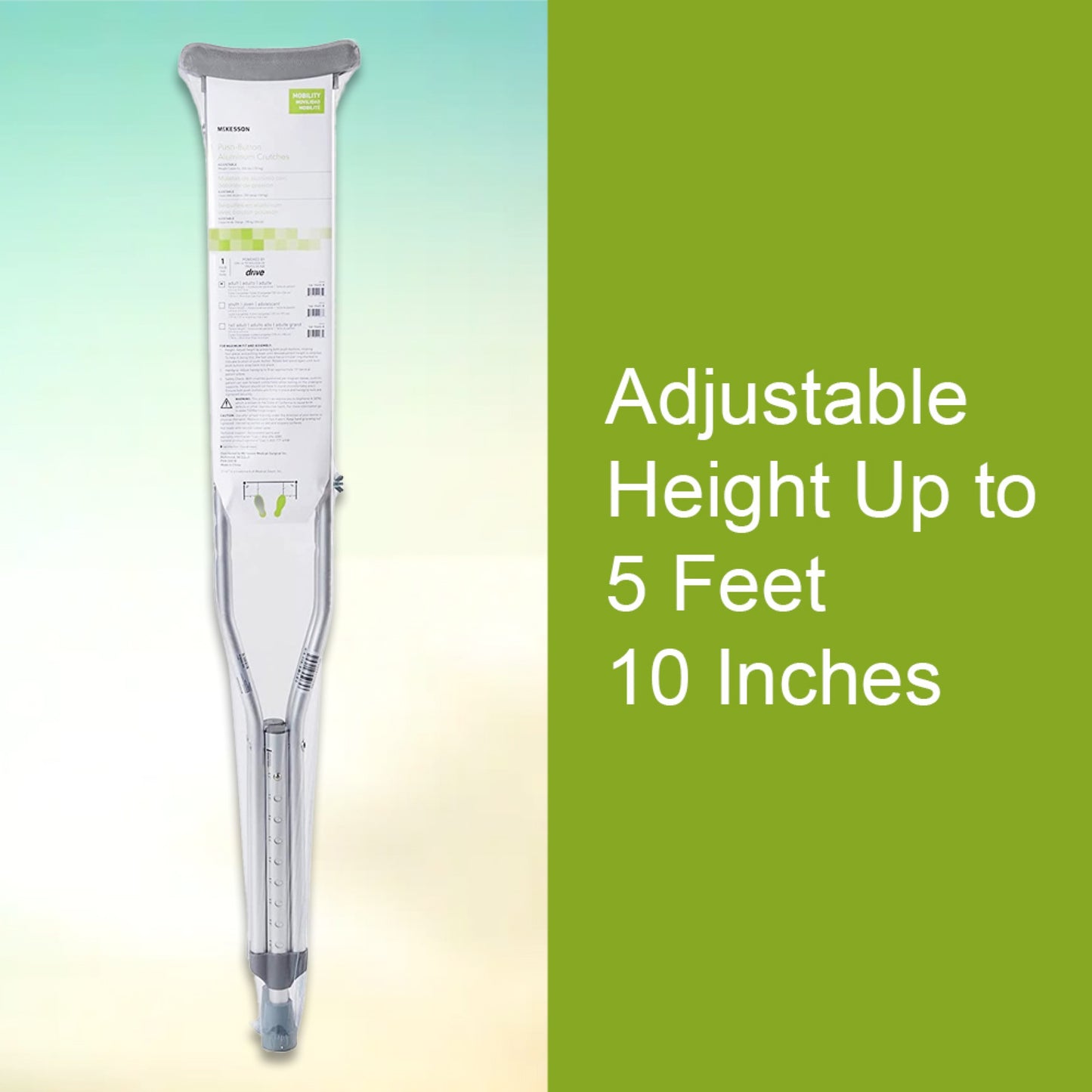 McKesson Adult Underarm Crutches, 5'2" – 5'10"