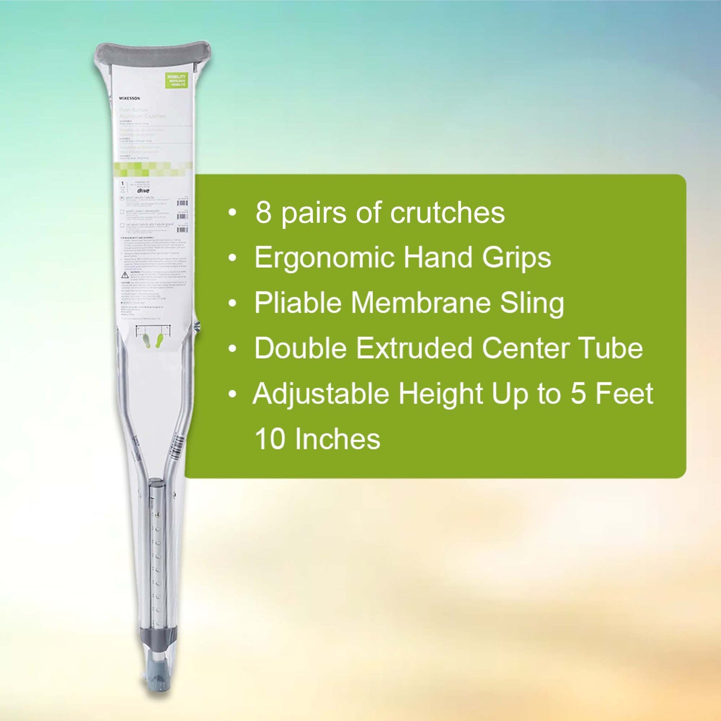 McKesson Adult Underarm Crutches, 5'2" – 5'10"