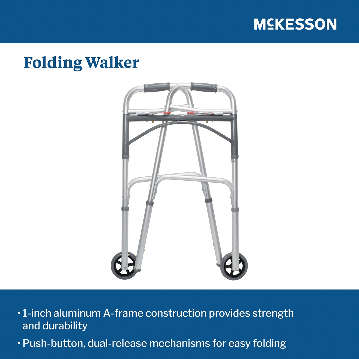 McKesson Folding Walker, Adjustable Height