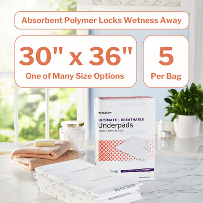 McKesson Ultimate Breathable Underpads, Heavy Absorbency
