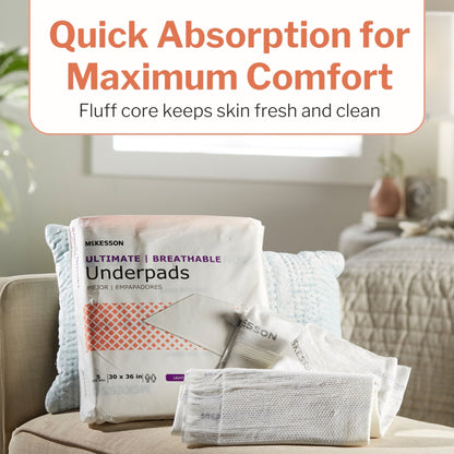 McKesson Ultimate Breathable Underpads, Heavy Absorbency