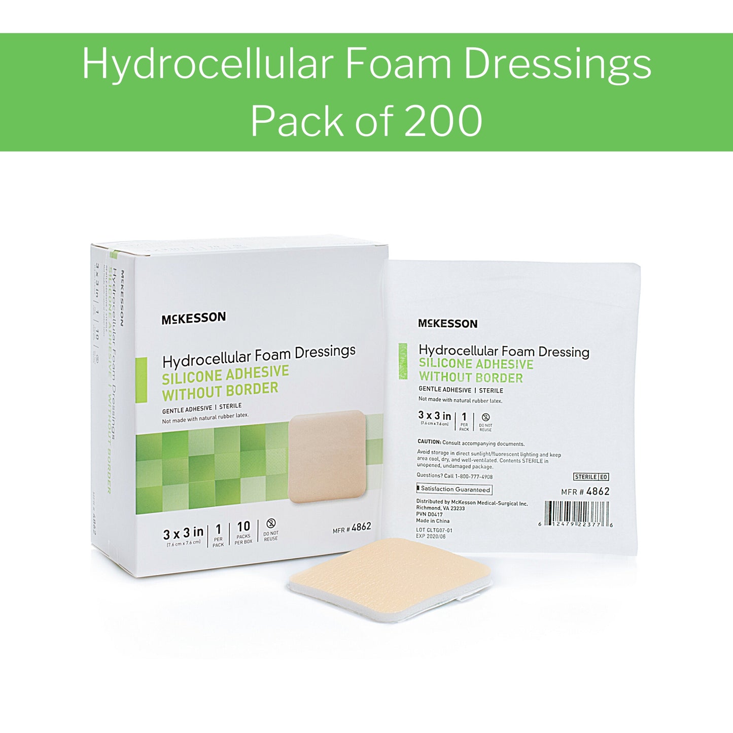 McKesson Silicone Gel Adhesive without Border Silicone Foam Dressing