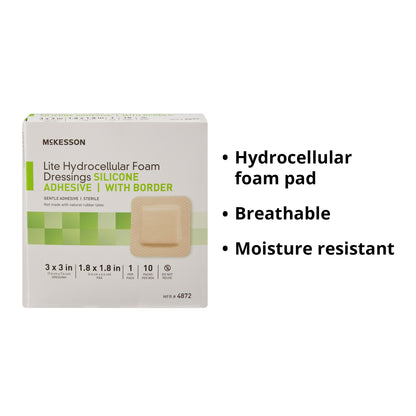 McKesson Lite Hydrocellular Foam Dressings w/ Border & Silicone Adhesive