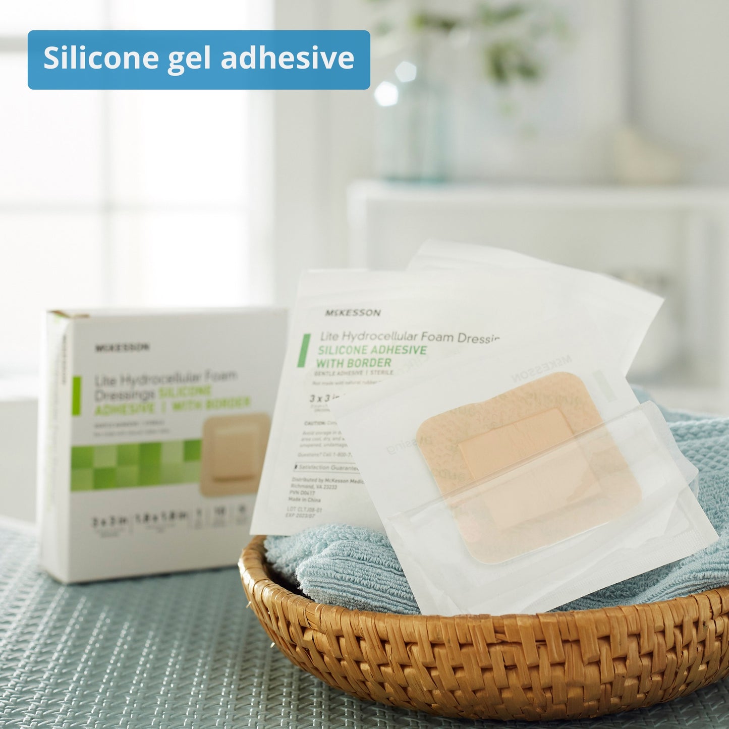 McKesson Lite Hydrocellular Foam Dressings w/ Border & Silicone Adhesive