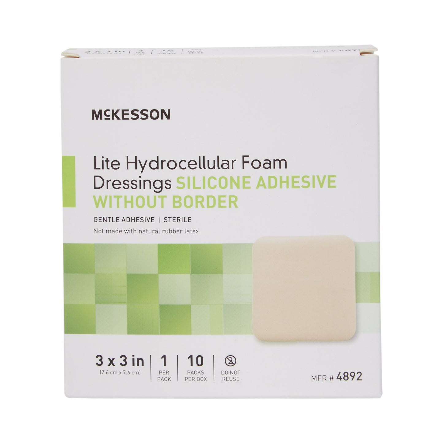 McKesson Lite Hydrocellular Foam Dressing w/ Silicone Adhesive w/o Border