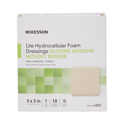 McKesson Lite Hydrocellular Foam Dressing w/ Silicone Adhesive w/o Border