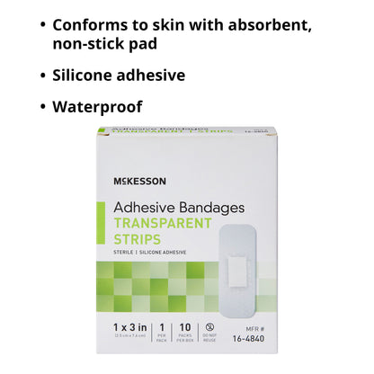 McKesson Sheer Adhesive Strip, 1 x 3 Inch