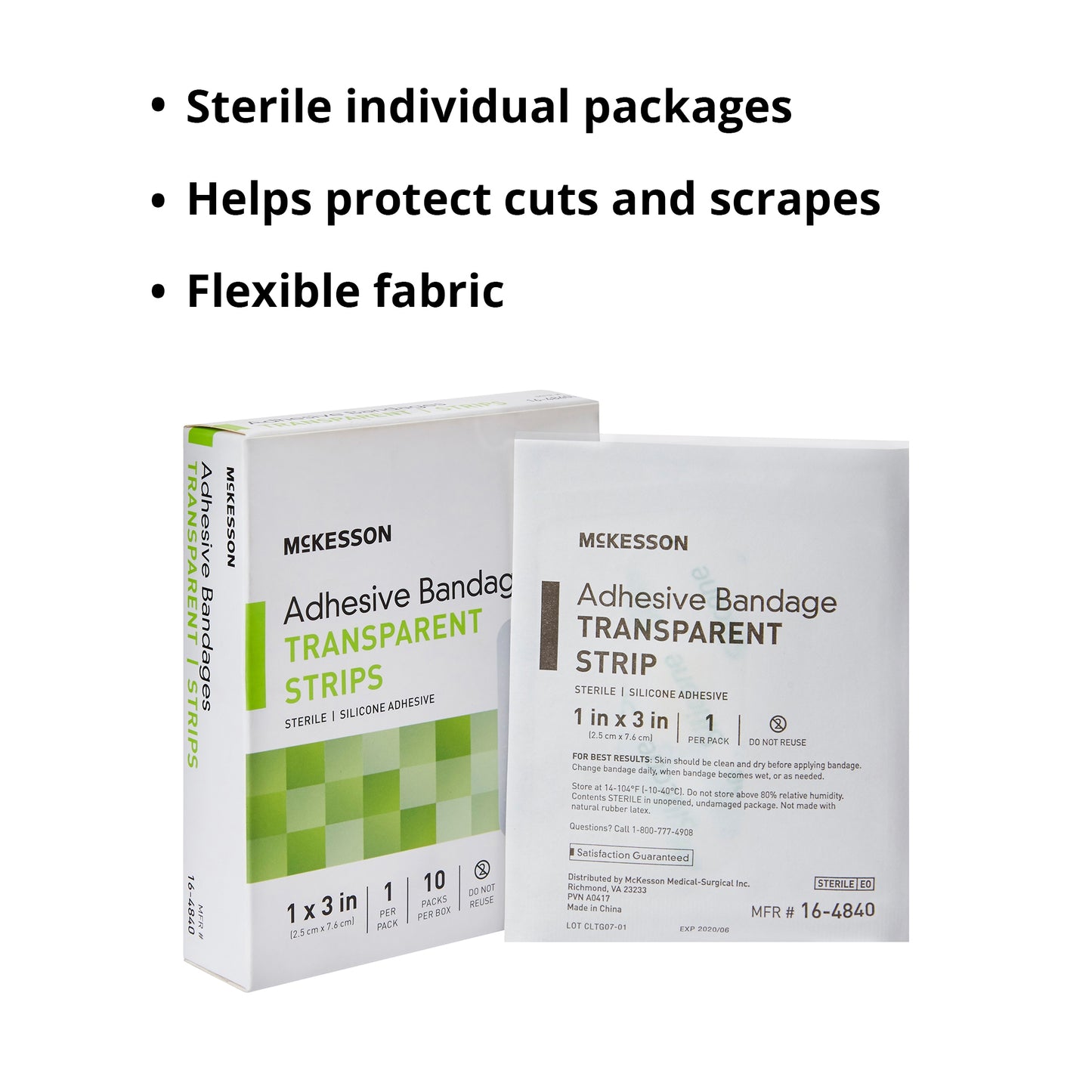 McKesson Sheer Adhesive Strip, 1 x 3 Inch